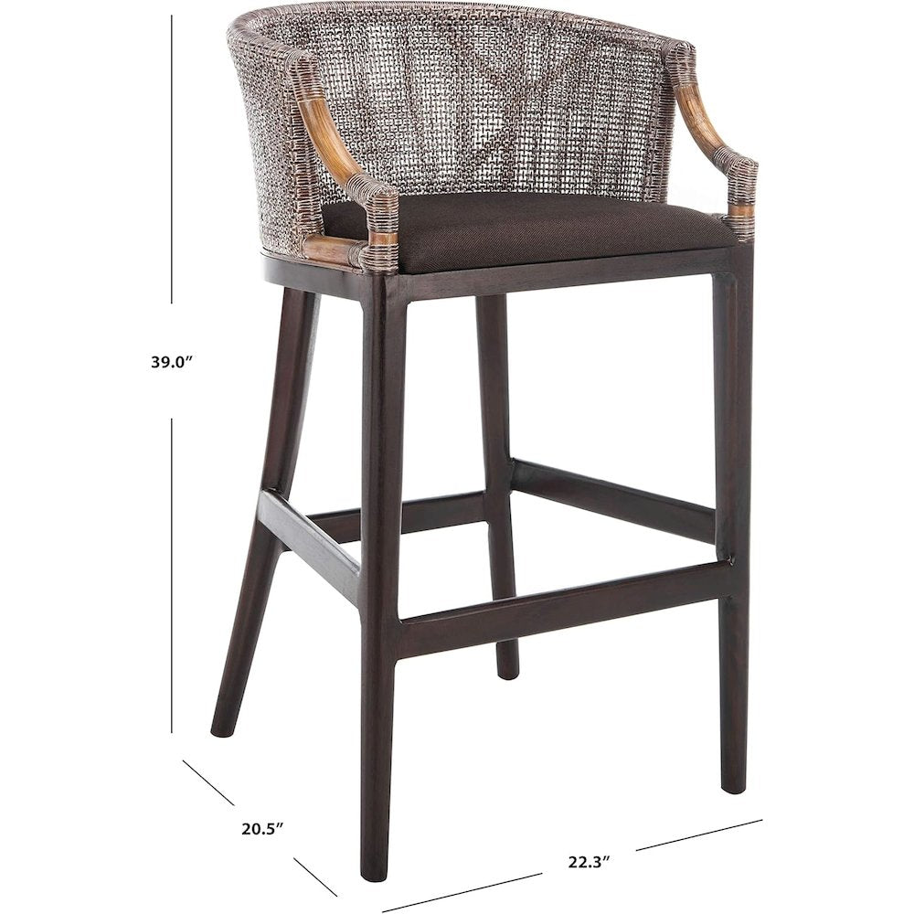 Dark Brown Adventure Bar Stool with Wood Frame and Foam Cushion