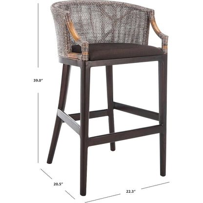 Dark Brown Adventure Bar Stool with Wood Frame and Foam Cushion