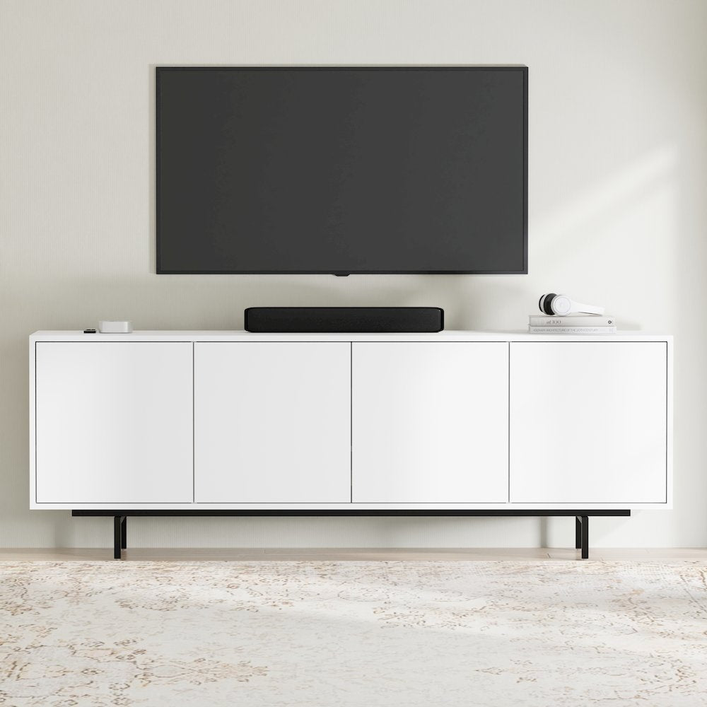 Graysen White Laminate 4 Door TV Console