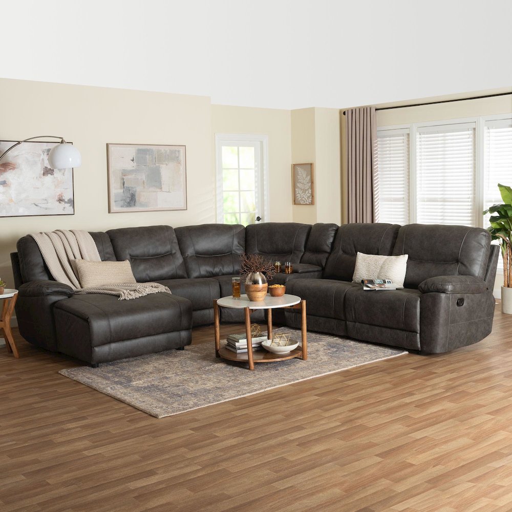 6-Piece Reclining Sectional Sofa with Left-facing Chaise Lounge with Storage