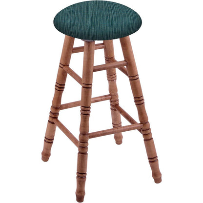 Maple Round Cushion 24" Swivel Counter Stool with Turned Legs, Medium Finish, and Graph Tidal Seat