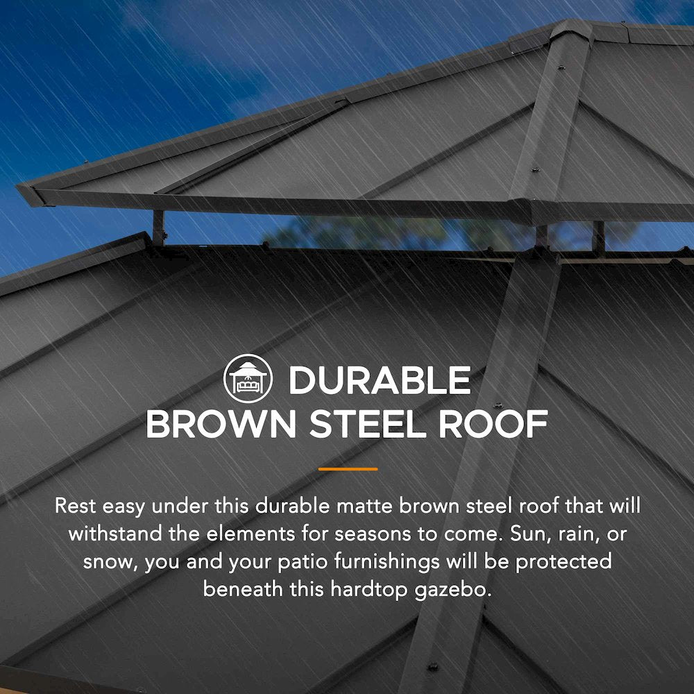 Sunjoy 12x16 ft. Wood Outdoor Patio Steel Hardtop Gazebo