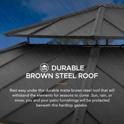 Sunjoy 12x16 ft. Wood Outdoor Patio Steel Hardtop Gazebo