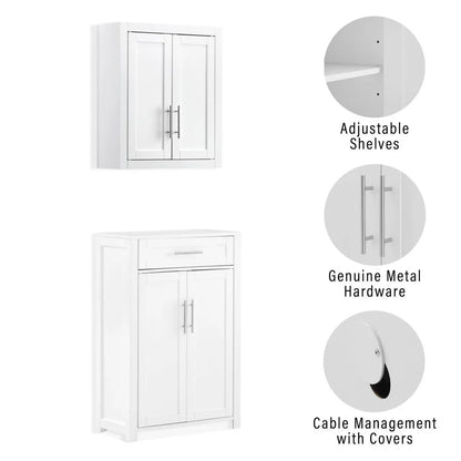 Savannah 2-Piece Kitchen Storage Pantry Set - Storage Cabinet & Wall Cabinet