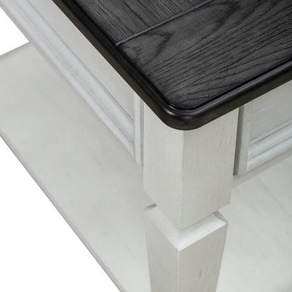 Allyson Park Drawer End Table in Wirebrushed White w/ Charcoal Top