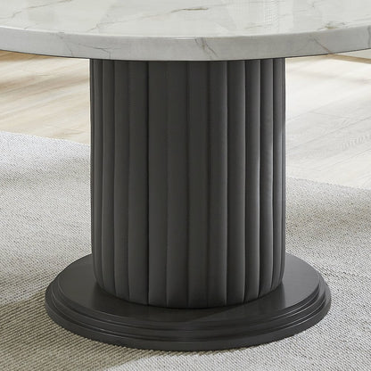 Valencia 54" Round White Faux Marble Dining Table