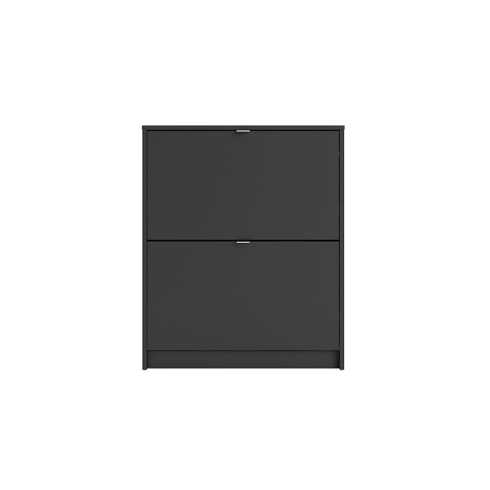 Bright 2 Drawer Shoe Cabinet, Black Matte