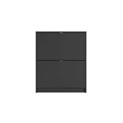 Bright 2 Drawer Shoe Cabinet, Black Matte