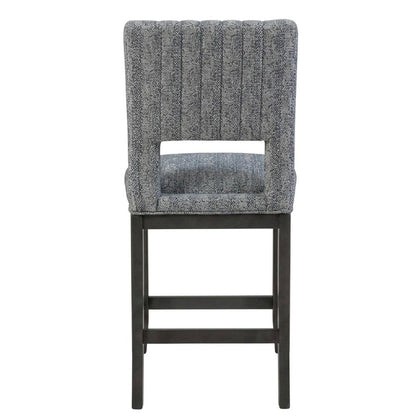 Fabric Upholstered Counter Stools with Padded Back, Set of 2, Grey