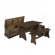 Pine Corner Bench Dining Nook with L-Shaped Banquette Storage, Brown