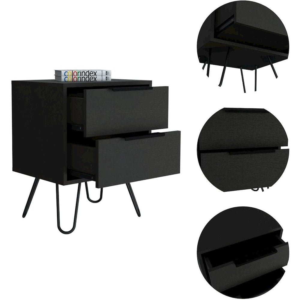 Augusta 2 Nightstand Black MDF