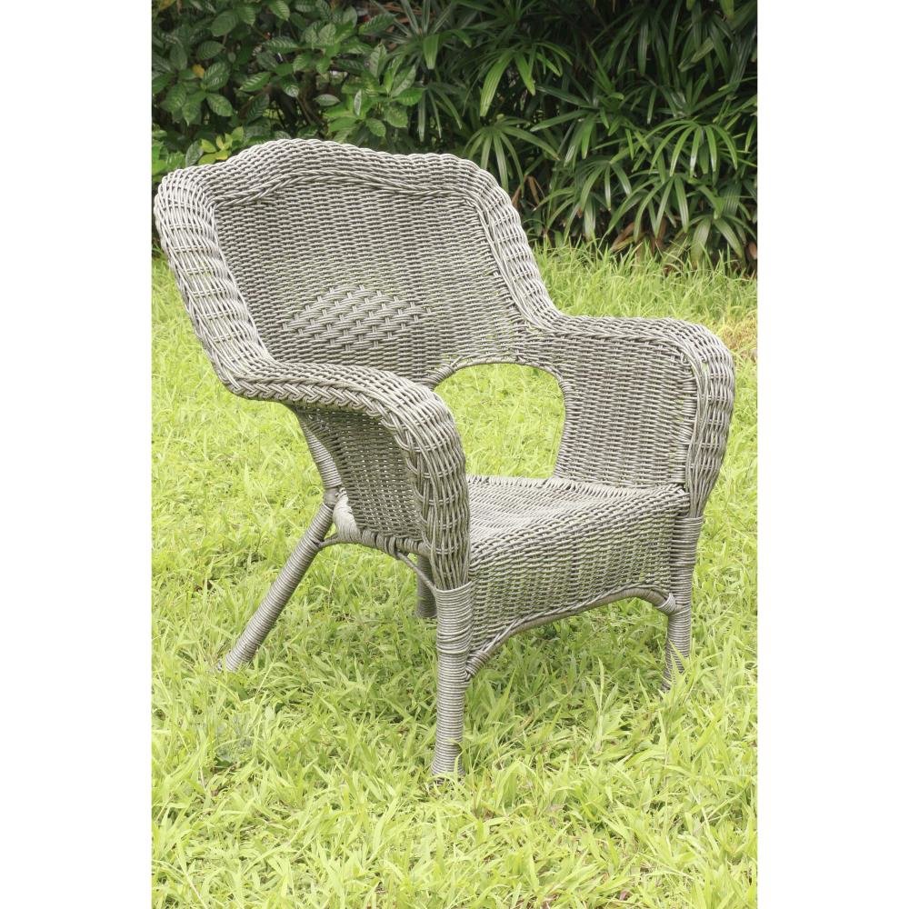 Maui Camelback Resin Wicker/ Steel Frame Outdoor Patio Chair, Weathered Grey