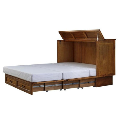 Queen Cabinet Bed Cherry Wood with Free Standing Design and Usable Top Surface