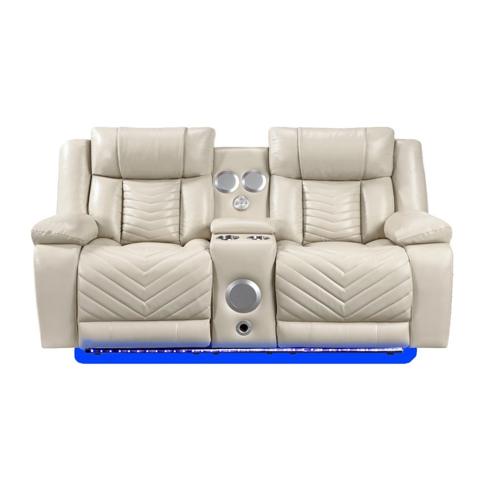 Sensa Power Reclining Loveseat.withBluetooth Speaker with Led Belt Beige