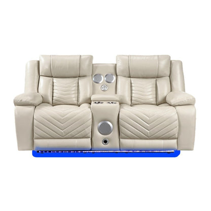 Sensa Power Reclining Loveseat.withBluetooth Speaker with Led Belt Beige