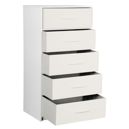 5-Drawer Dresser with Large Fabric Drawers, White