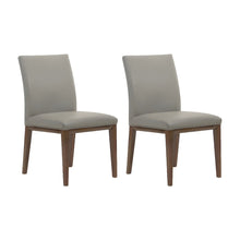Top Grain Leather Armless Modern Dining Chair with Foam Cushioned Seat, Set of 2