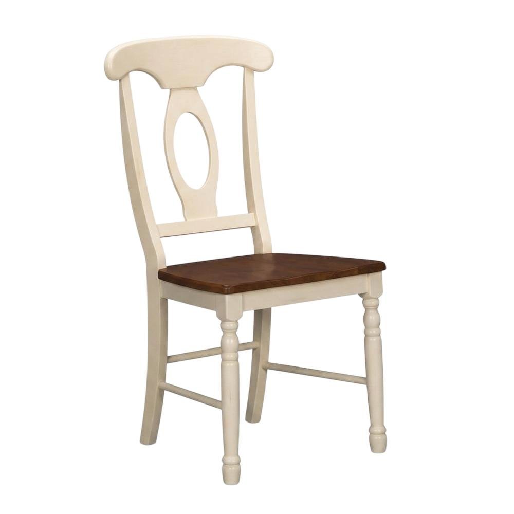 Merlot-Buttermilk Finish Distressed Side Chair in Solid Rubberwood