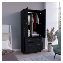 Taly 2 Doors 3 Drawers Armoire Black Black MDF