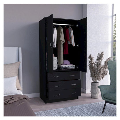 Taly 2 Doors 3 Drawers Armoire Black Black MDF