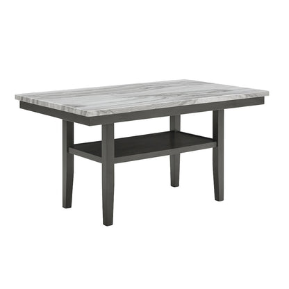 Selena 5-Piece 60" Gray Faux Marble Dining Set – Rectangular Table with 4 Chairs