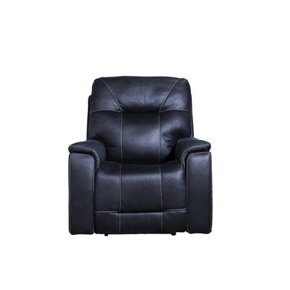 Ocean Blue Power Recliner with HR Foam, Steel Frame, and Plush Fabric