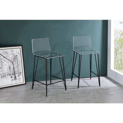 Clear Lucite Acrylic Tall Transparent Bar Stool Set of 2