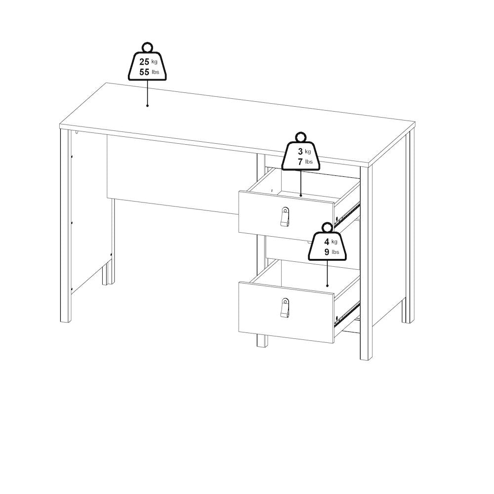 Madrid 2-Piece Home Office Set with Desk and Bookcase, Matte Black