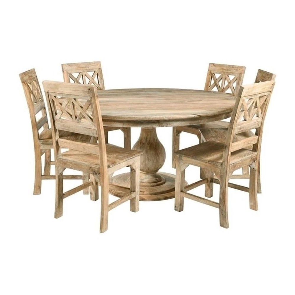 Jenna 60" Round Dining Table with 3 Sets of Chairs