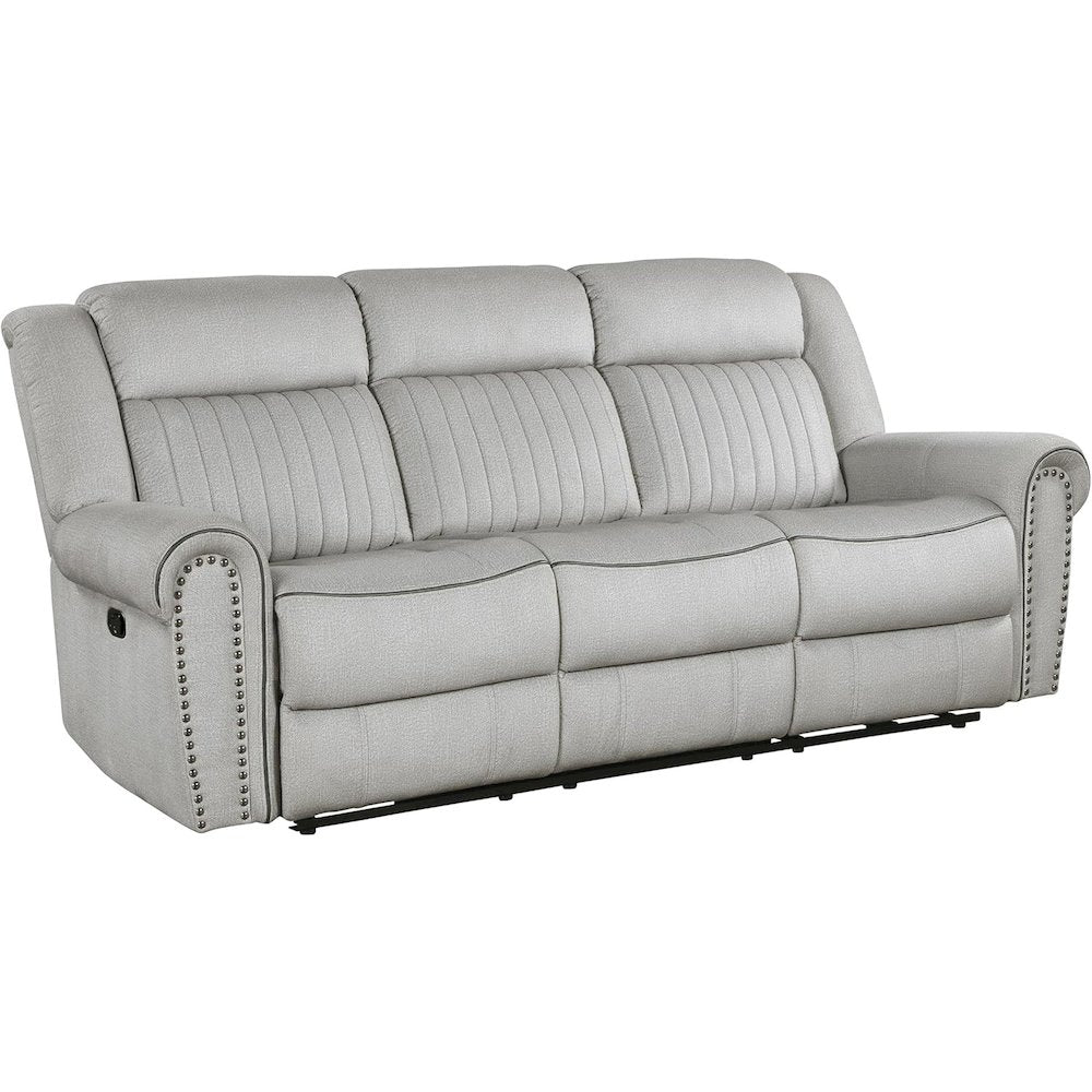 Lexicon Brennen Microfiber Double Reclining Sofa in Mist