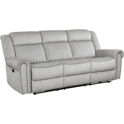 Lexicon Brennen Microfiber Double Reclining Sofa in Mist