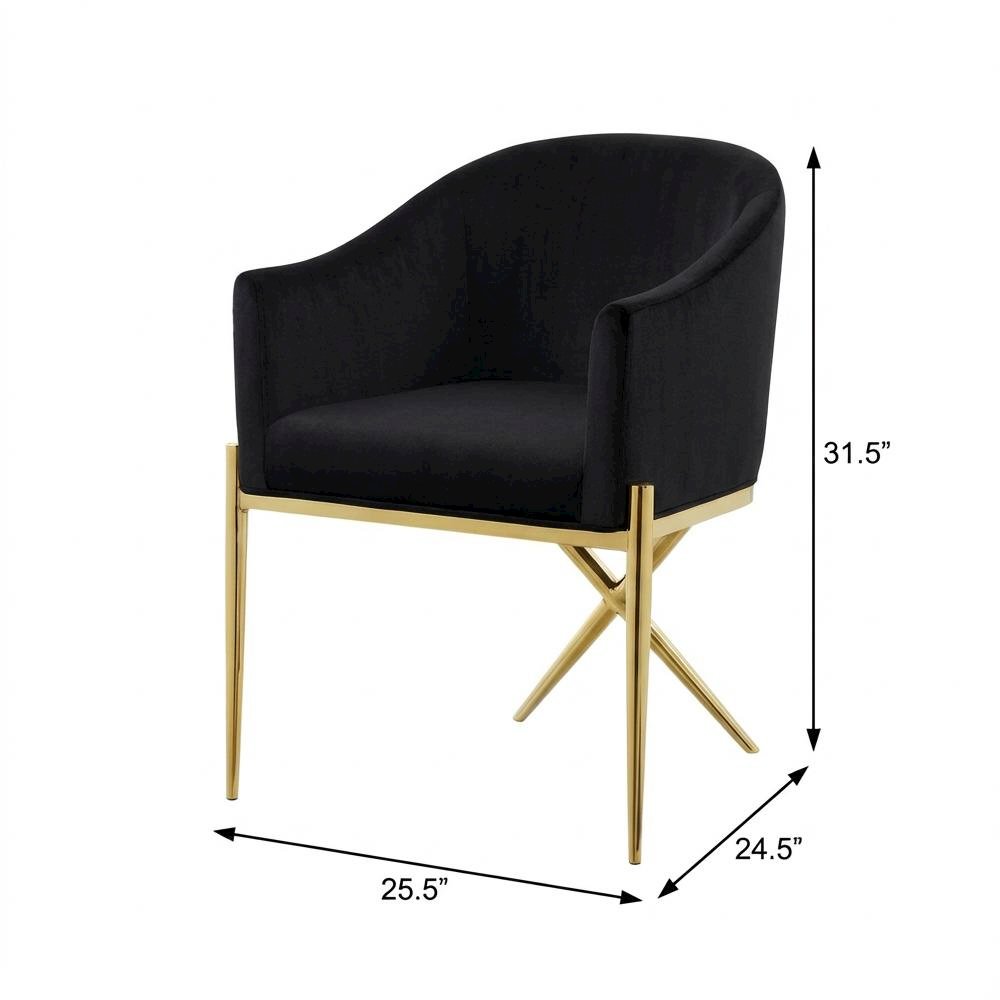 Gold Velvet Dining Chair with Armrests and Contemporary Design 1-Piece SKU