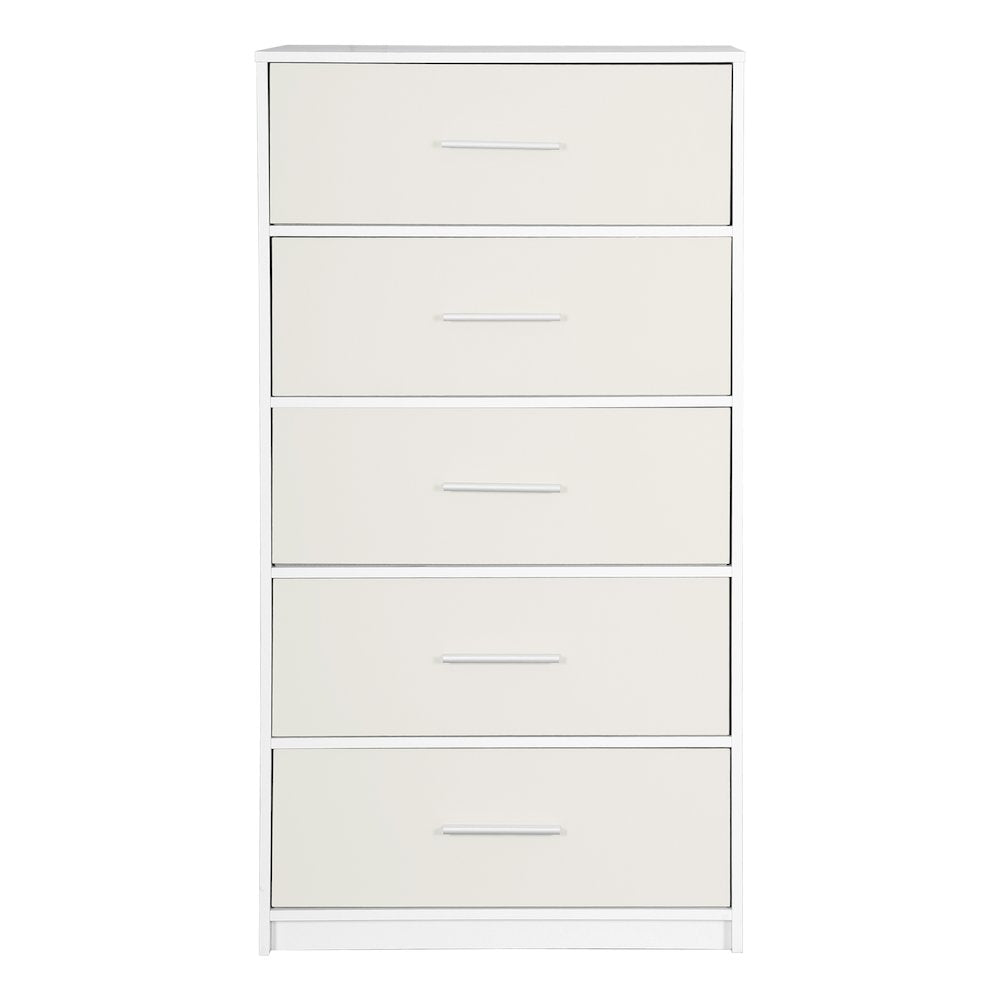 5-Drawer Dresser with Large Fabric Drawers, White