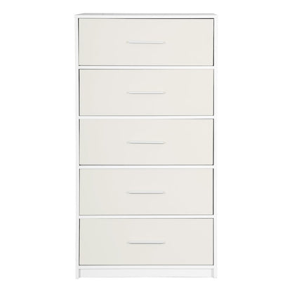 5-Drawer Dresser with Large Fabric Drawers, White