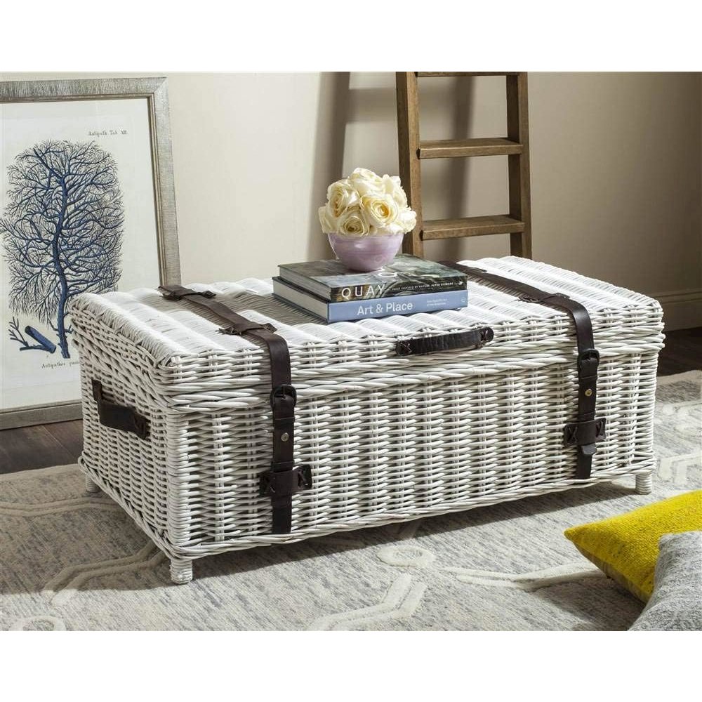 Home Collection Navarro White Rattan Coffee Table
