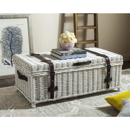 Home Collection Navarro White Rattan Coffee Table