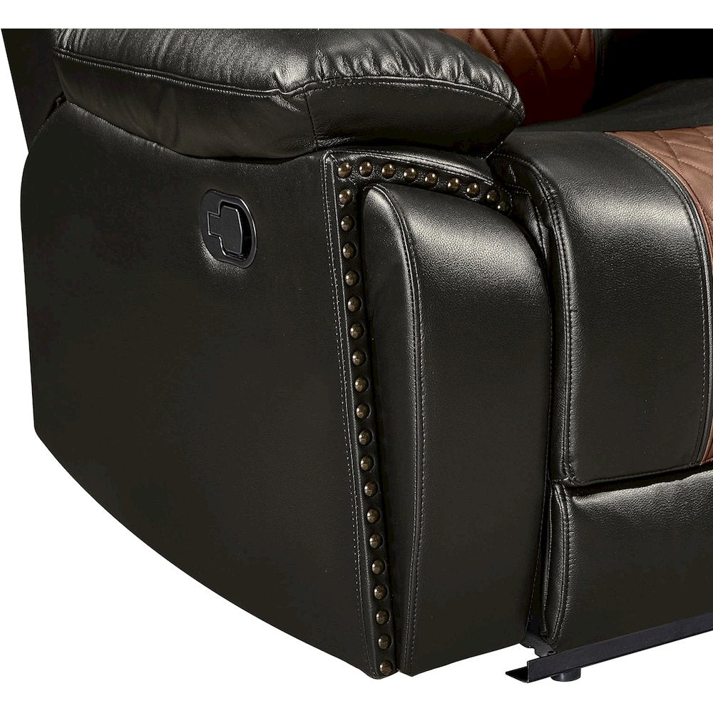 Nikko 2-Piece Faux Leather Manual Living Room Set, Brown