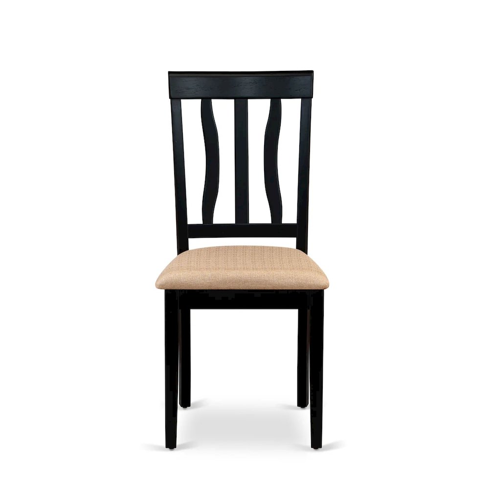 Antique Dining Chairs - Linen Fabric Upholstered Wood Chairs, Set of 2