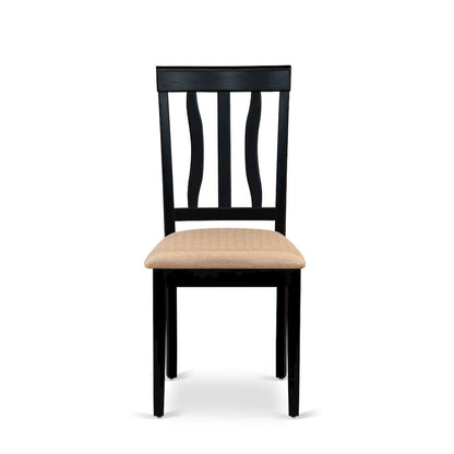 Antique Dining Chairs - Linen Fabric Upholstered Wood Chairs, Set of 2