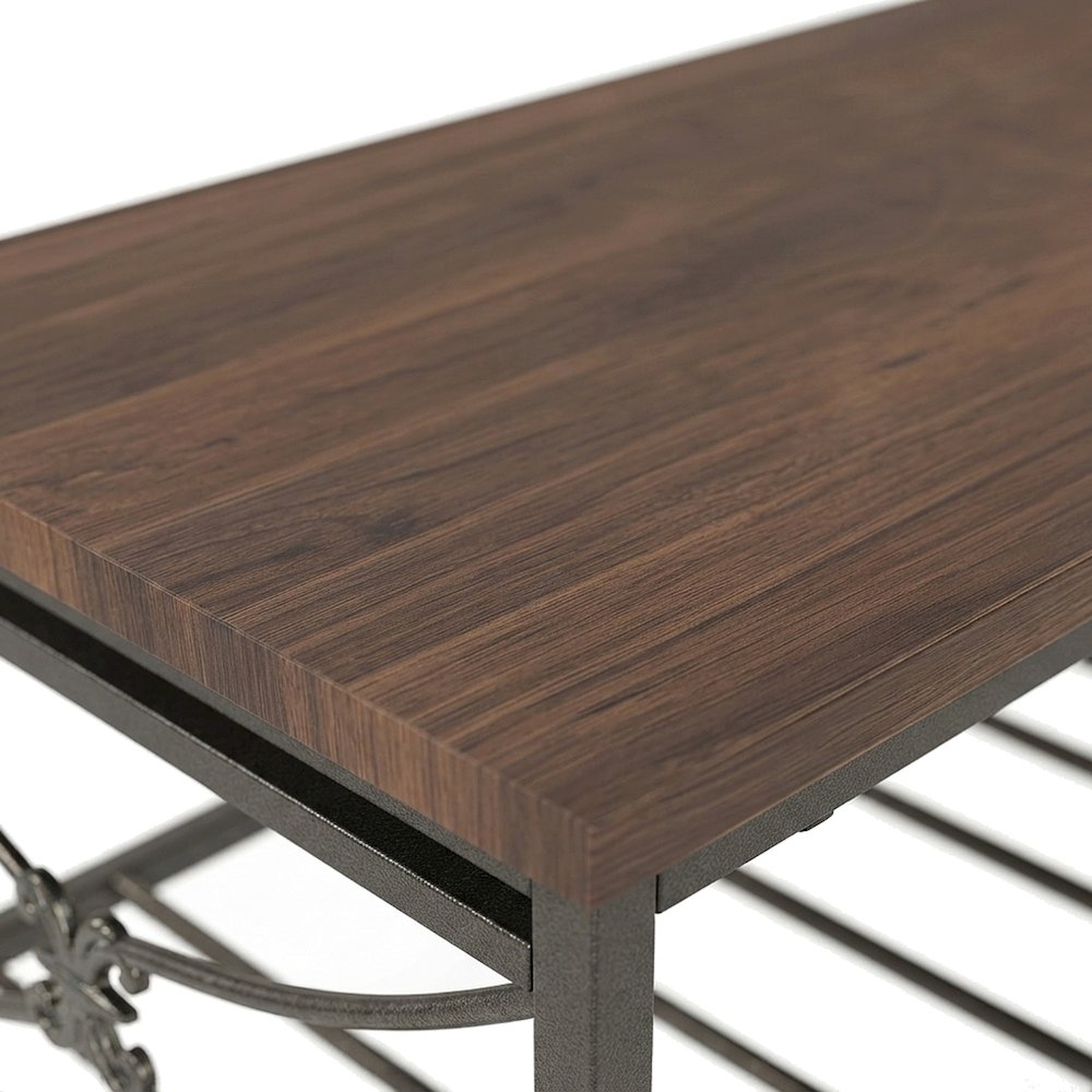 Metal Occasional Table with Plank-Style MDF Top and Slatted Shelf, Set of 3