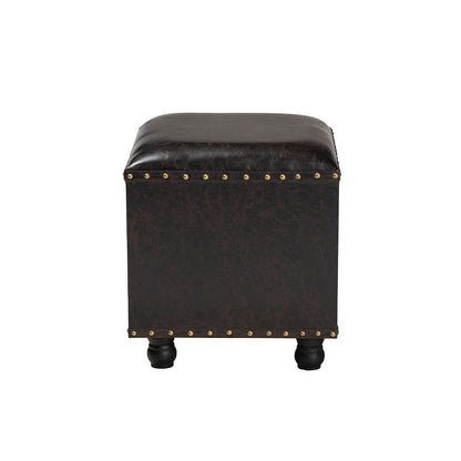 Leather Upholstered Wood Storage Ottoman