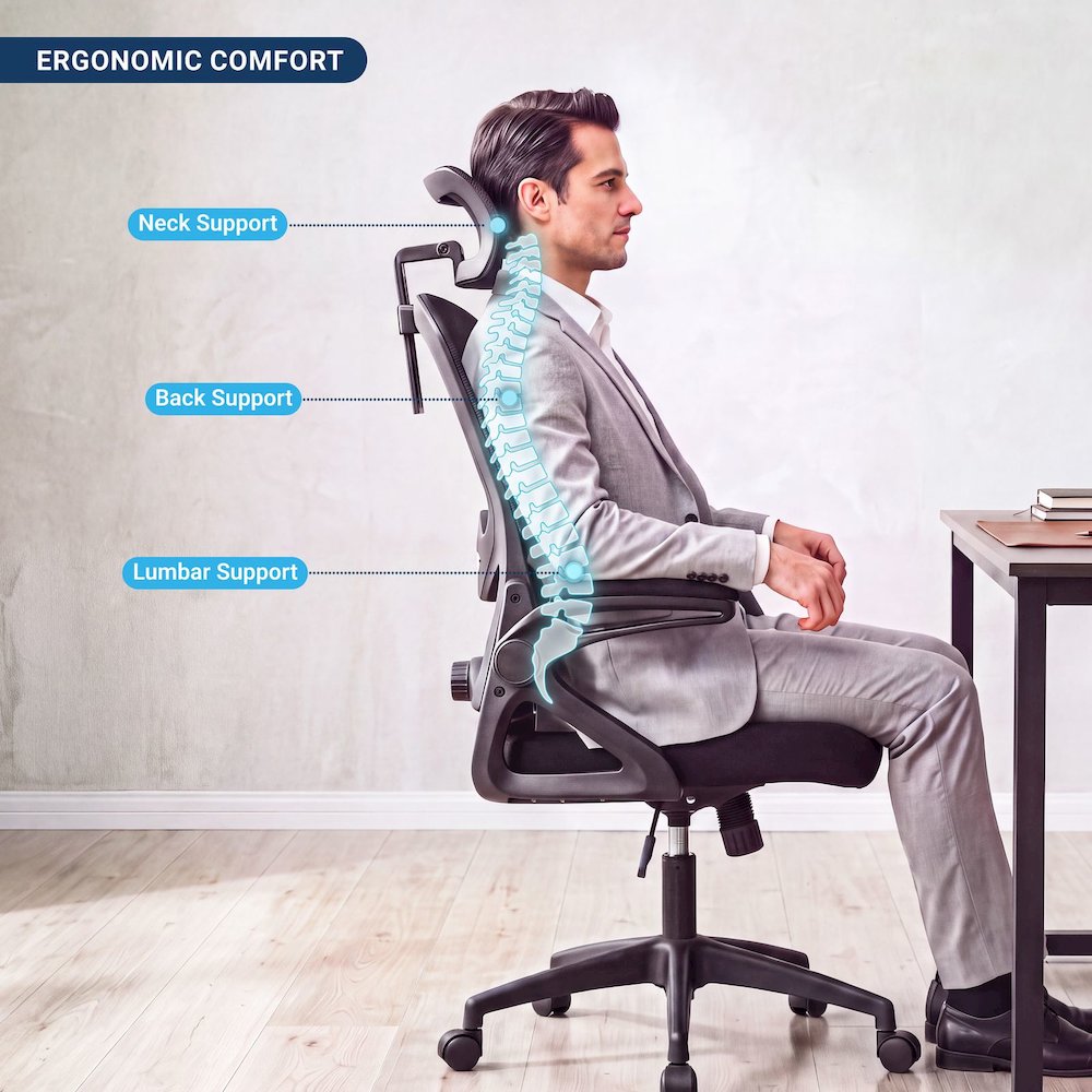 Mesh Office Chair, Breathable Black Task Chair for Home Office or Study