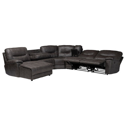 6-Piece Reclining Sectional Sofa with Left-facing Chaise Lounge with Storage