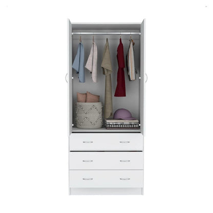 Taly 2 Doors 3 Drawers Armoire White White MDF