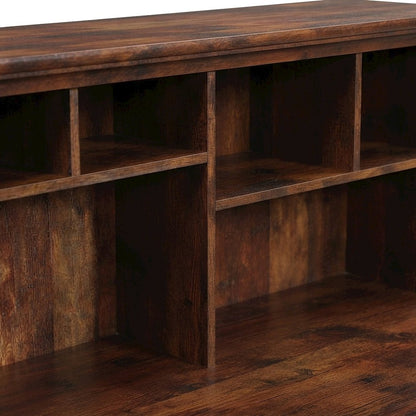 Brown Coastal Cottage Desk with Hutch and Rectangle Shape
