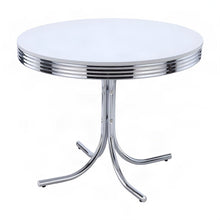 42-inch Round Dining Table with White MDF Top and Chrome Metal Base