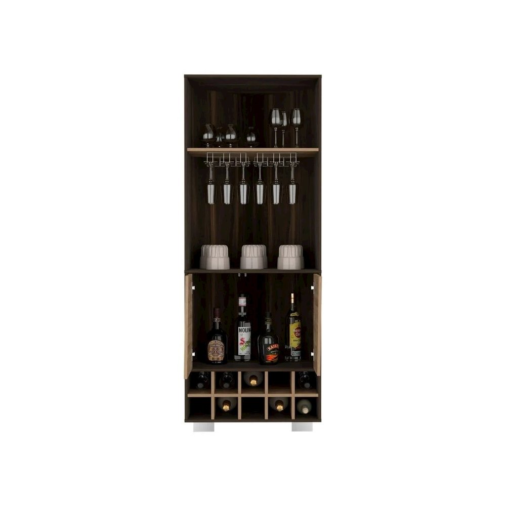 Fraktal Corner Bar Cabinet Dark Oak / Pine MDF