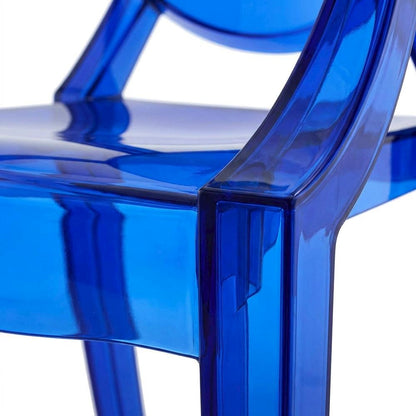 Acrylic Stackable Dining Armchair, Contoured Back, Blue