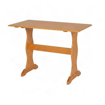 Solid Pine Small Kitchen Dining Table with Farmhouse Trestle Base, Brown