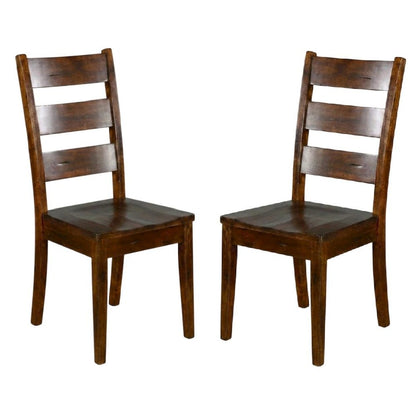 Rustic Ladderback Dining Chairs with Wood Seats, Set of 2